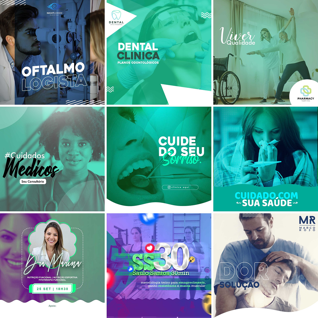 20 Artes Mídias Sociais Medicina Odonto Editáveis Photoshop 2