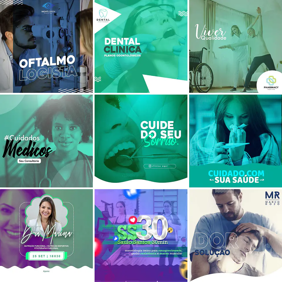 20 Artes Mídias Sociais Medicina Odonto Editáveis Photoshop 2