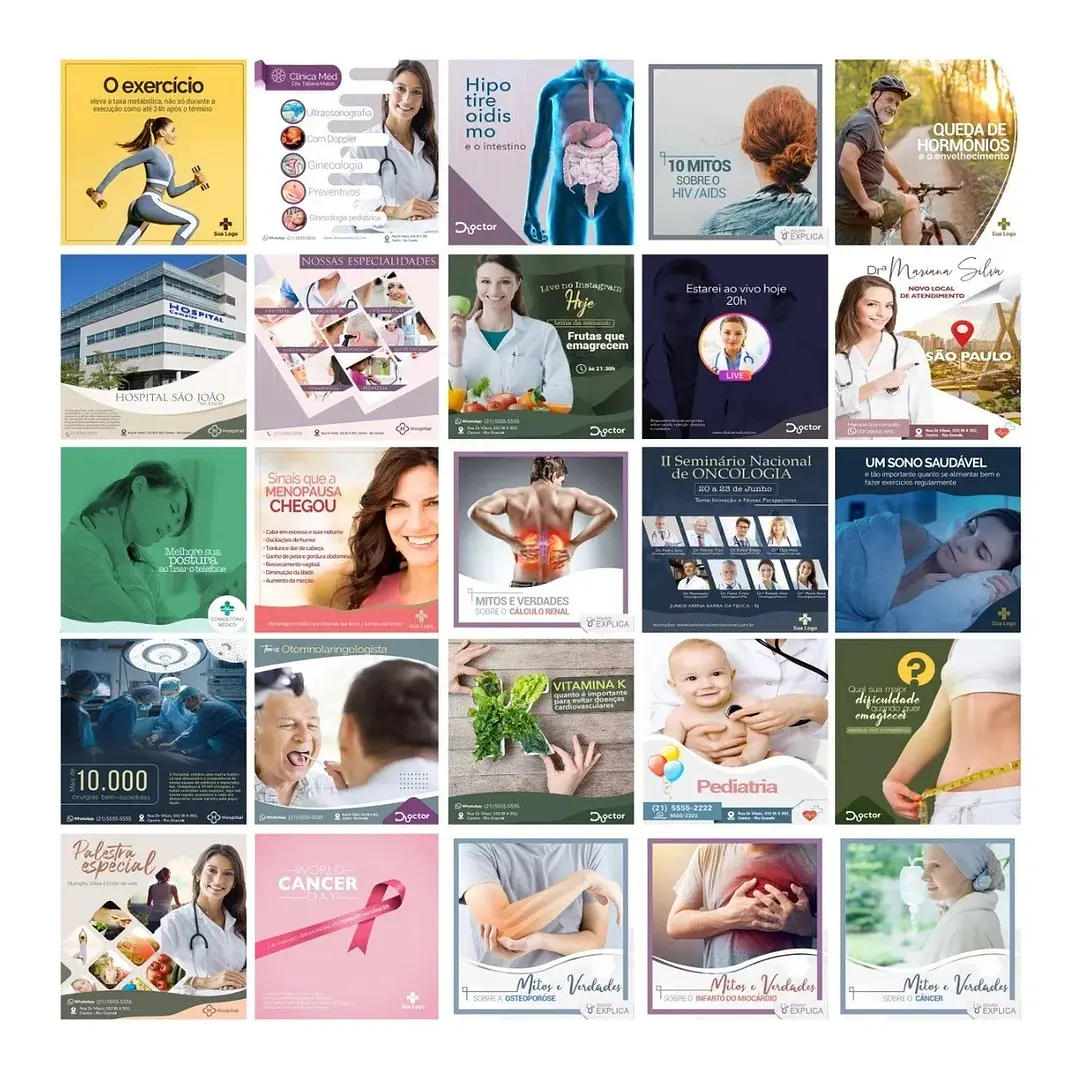 200 Artes Mídias Sociais Medicos Dentista Odonto Editáveis Photoshop 3