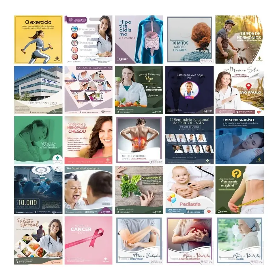 200 Artes Mídias Sociais Medicos Dentista Odonto Editáveis Photoshop 3