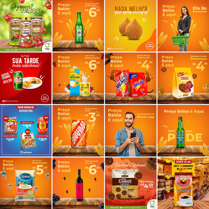 40 Artes Mídias Sociais Super Mercado Editáveis Photoshop 1