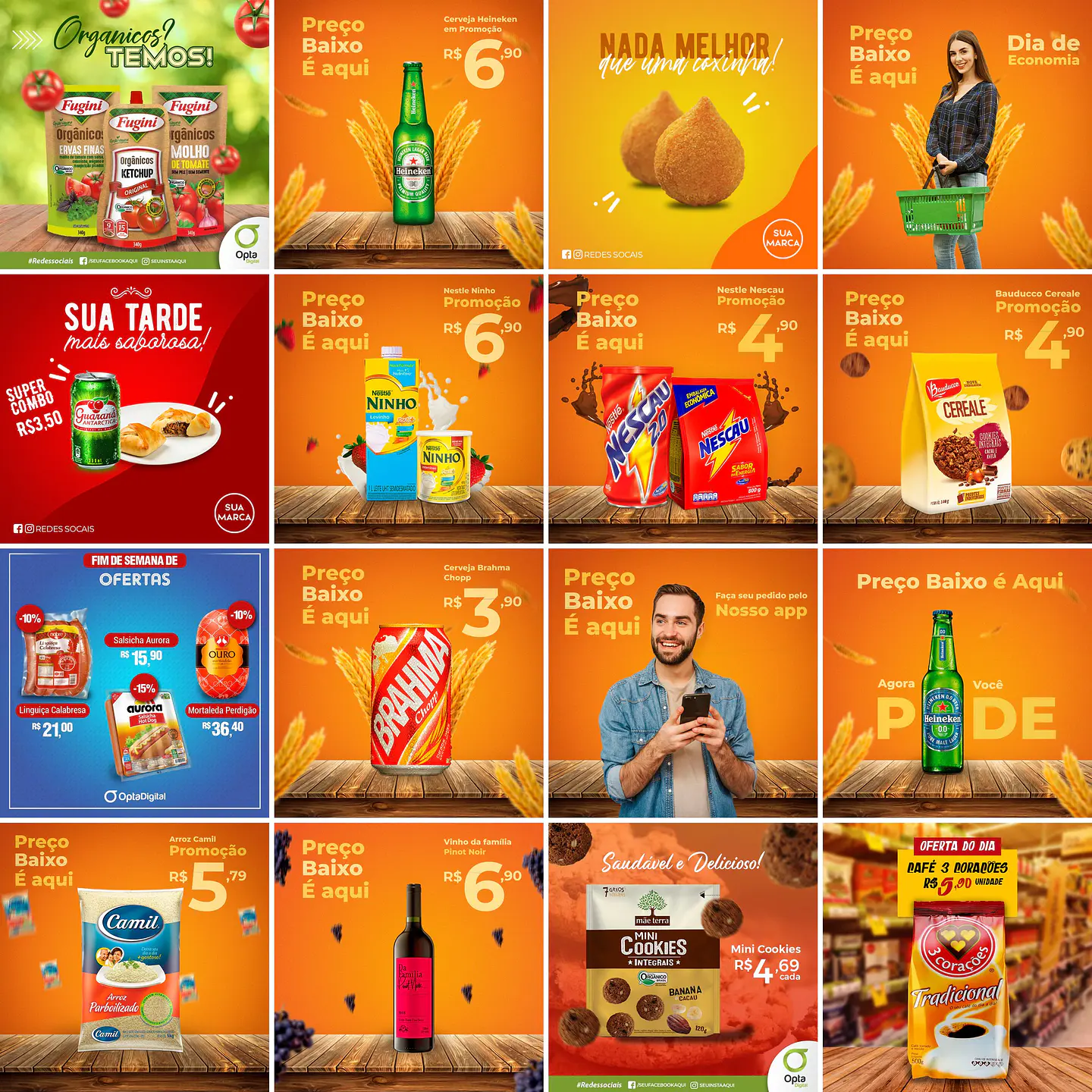 40 Artes Mídias Sociais Super Mercado Editáveis Photoshop 1