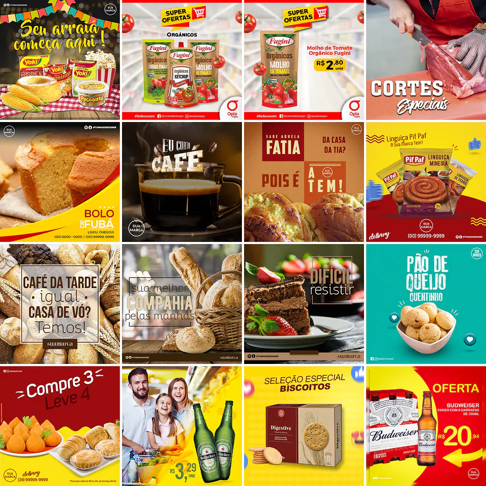 40 Artes Mídias Sociais Super Mercado Editáveis Photoshop 2