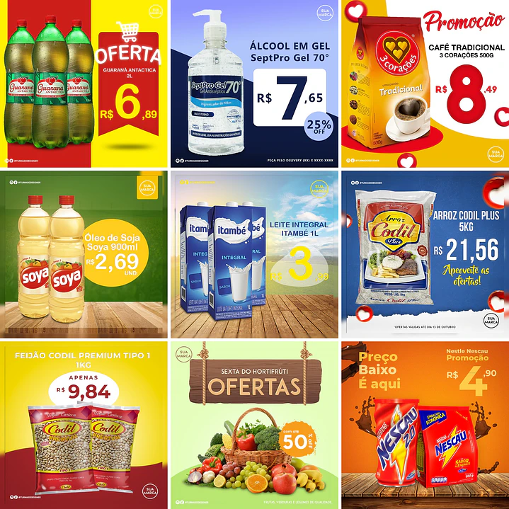 40 Artes Mídias Sociais Super Mercado Editáveis Photoshop 3