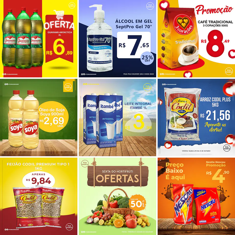 40 Artes Mídias Sociais Super Mercado Editáveis Photoshop 3