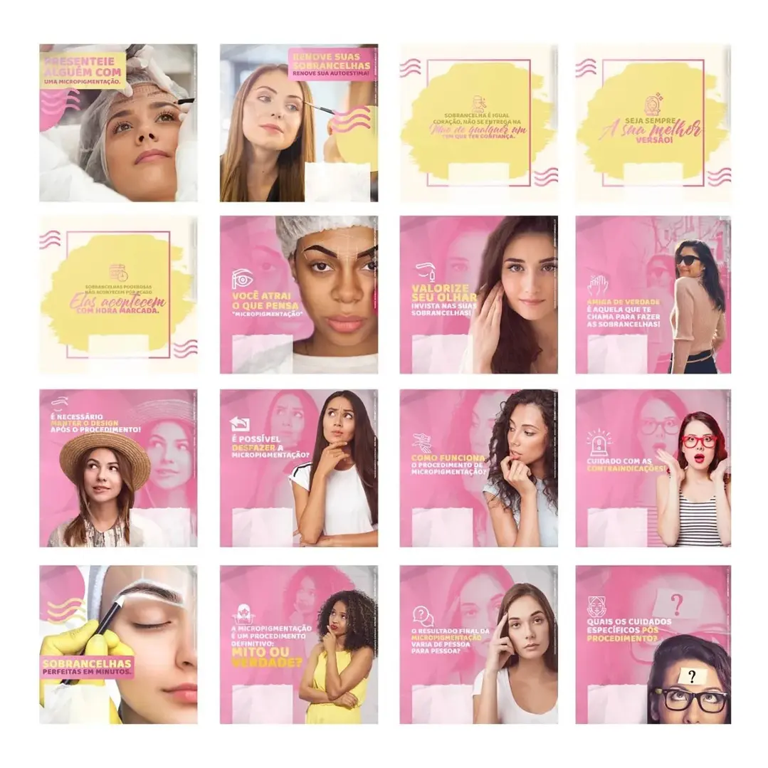 130 Artes Mídias Sociais Micropigmentação Editáveis Photoshop 1
