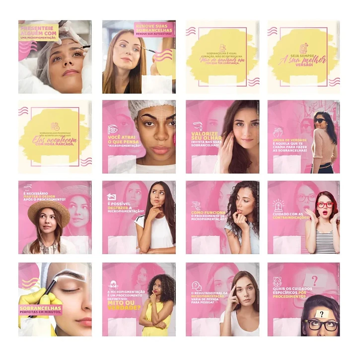 130 Artes Mídias Sociais Micropigmentação Editáveis Photoshop 1