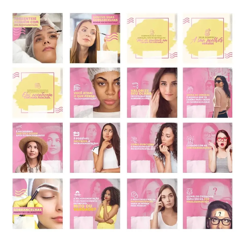 130 Artes Mídias Sociais Micropigmentação Editáveis Photoshop 1