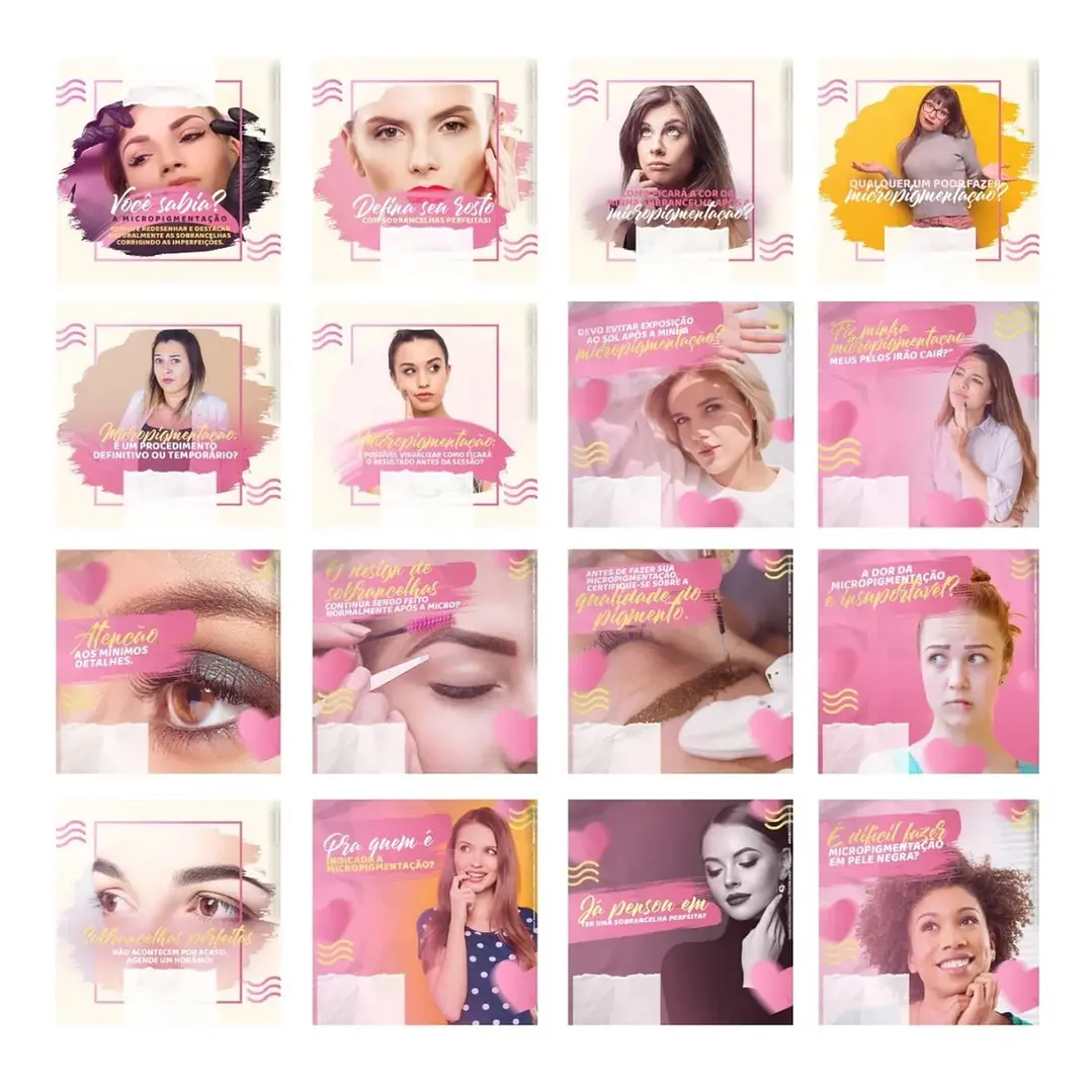 130 Artes Mídias Sociais Micropigmentação Editáveis Photoshop 3
