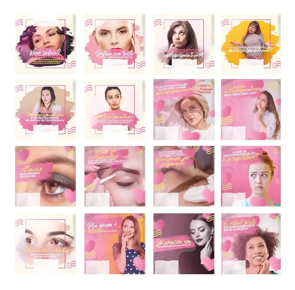 130 Artes Mídias Sociais Micropigmentação Editáveis Photoshop 3