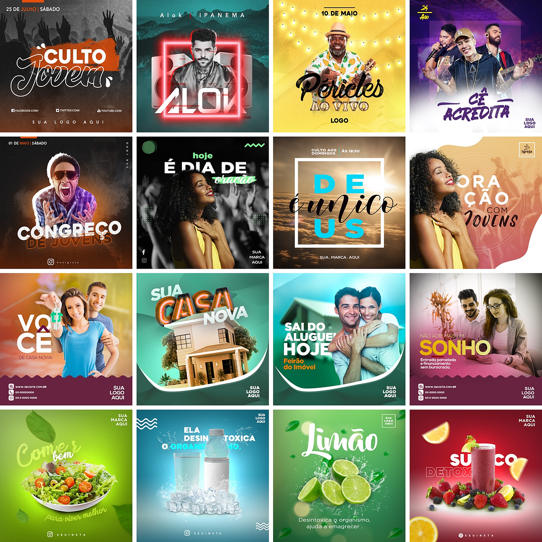 130 Artes Mídias Sociais Templates Premium Editáveis Photoshop 2