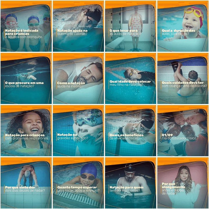 130 Artes Mídias Sociais Escola de Natação Editáveis Photoshop 4