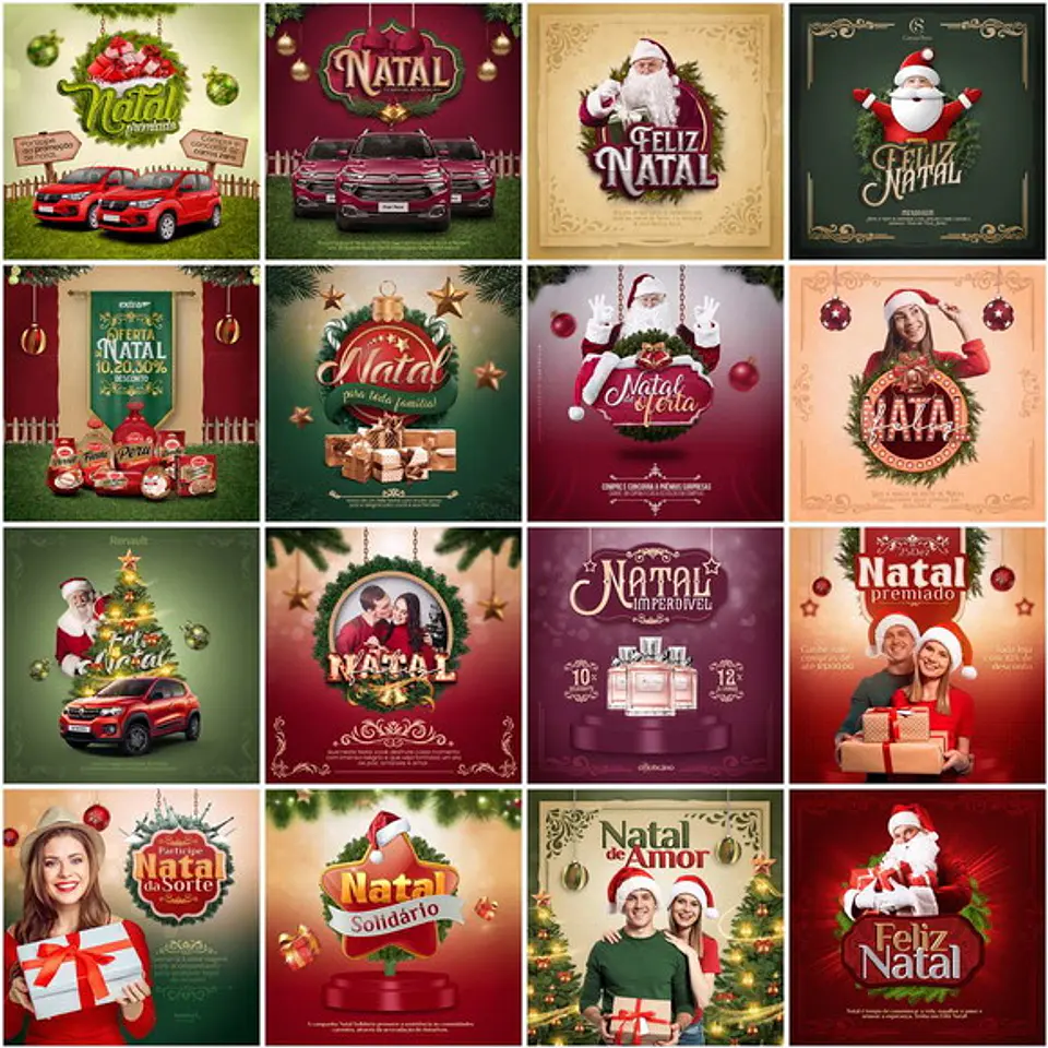 130 Artes Mídias Sociais Natal Editáveis Photoshop 1