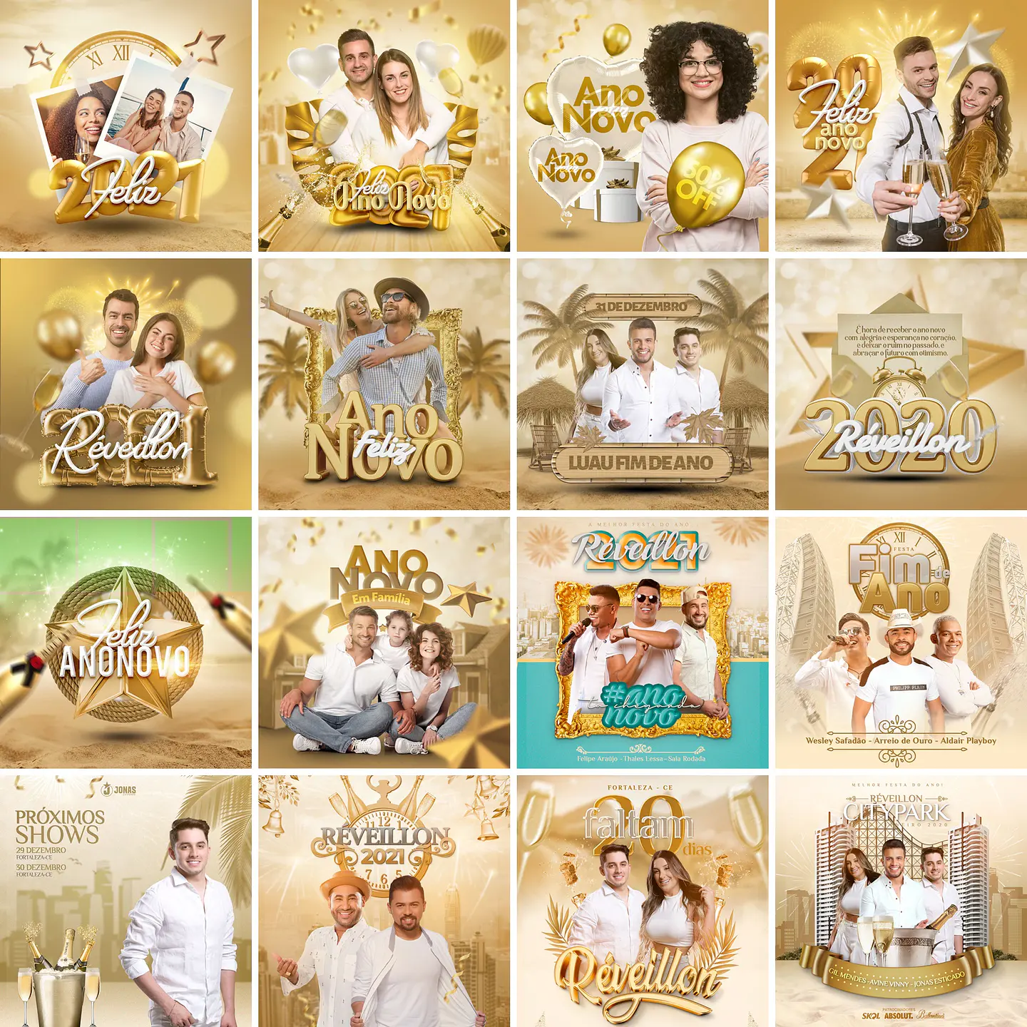 55 Artes Mídias Sociais Natal e Ano Novo Editáveis Photoshop 1