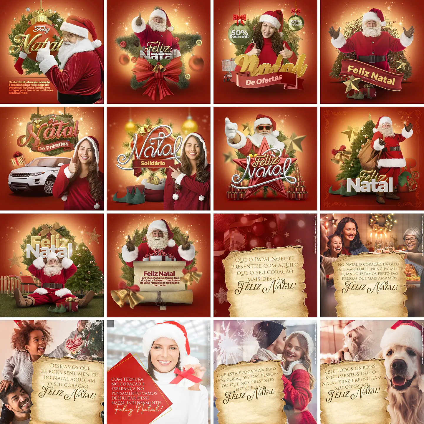 90 Artes Mídias Sociais Natal e Ano Novo Editáveis Photoshop 1