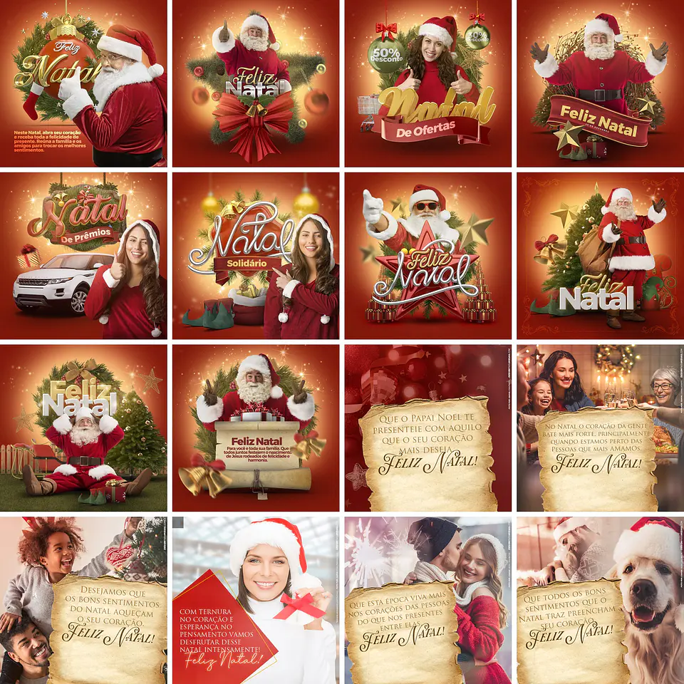 90 Artes Mídias Sociais Natal e Ano Novo Editáveis Photoshop 1