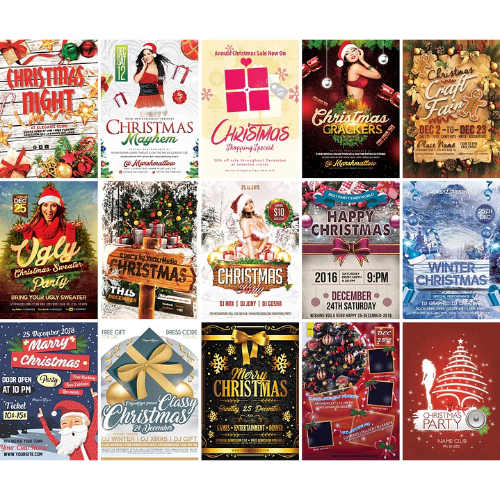 200 Artes Flyers Panfletos Natal e Ano Novo Editáveis Photoshop 2