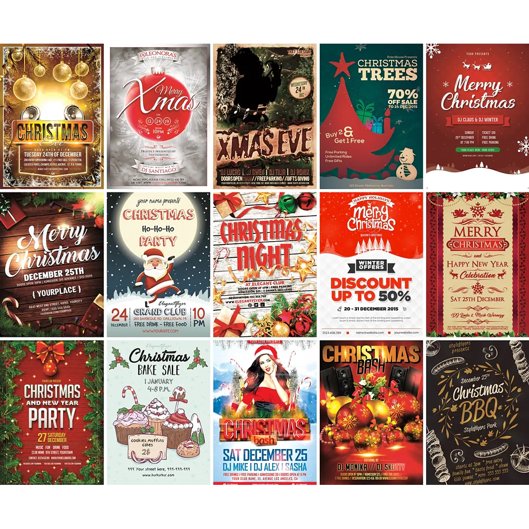 200 Artes Flyers Panfletos Natal e Ano Novo Editáveis Photoshop 3