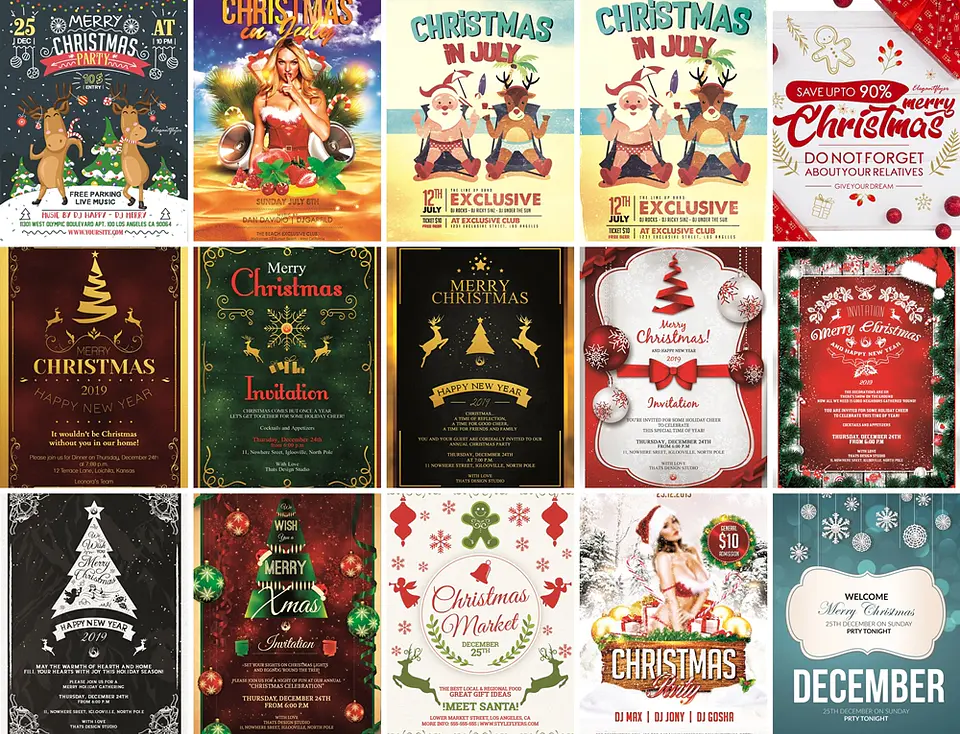 200 Artes Flyers Panfletos Natal e Ano Novo Editáveis Photoshop 4