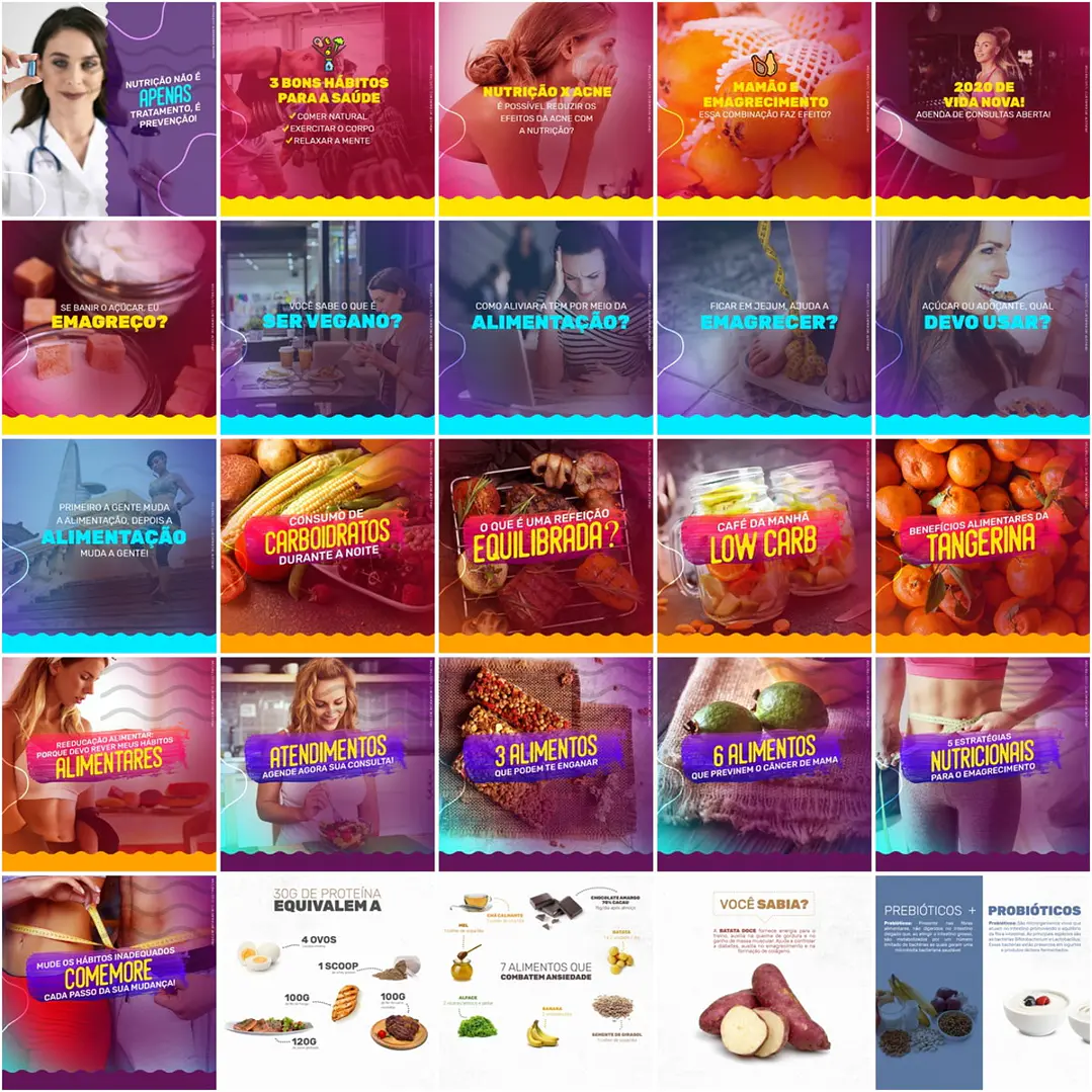 190 Artes Mídias Sociais Nutricionista Nutrição Editáveis Photoshop 3
