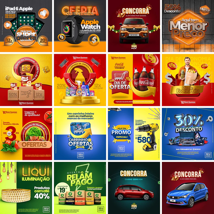 30 Artes Mídias Sociais Ofertas Promoções Editáveis Photoshop 1
