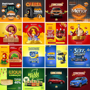 30 Artes Mídias Sociais Ofertas Promoções Editáveis Photoshop
