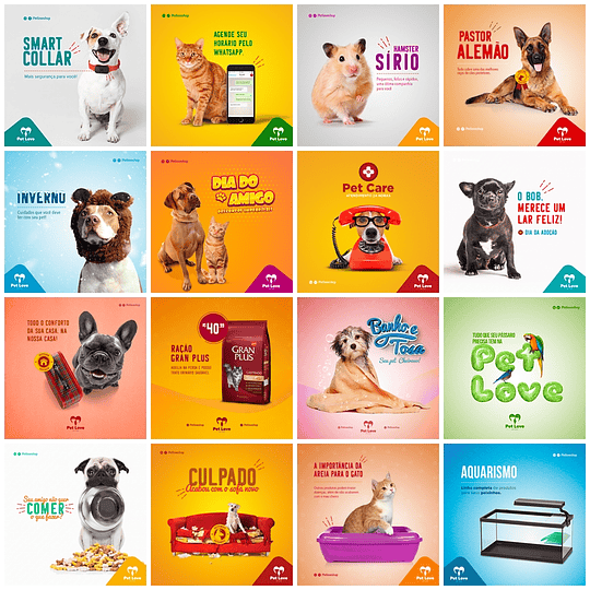 50 Artes Mídias Sociais Petshop Pet Shop Editáveis Photoshop + Png