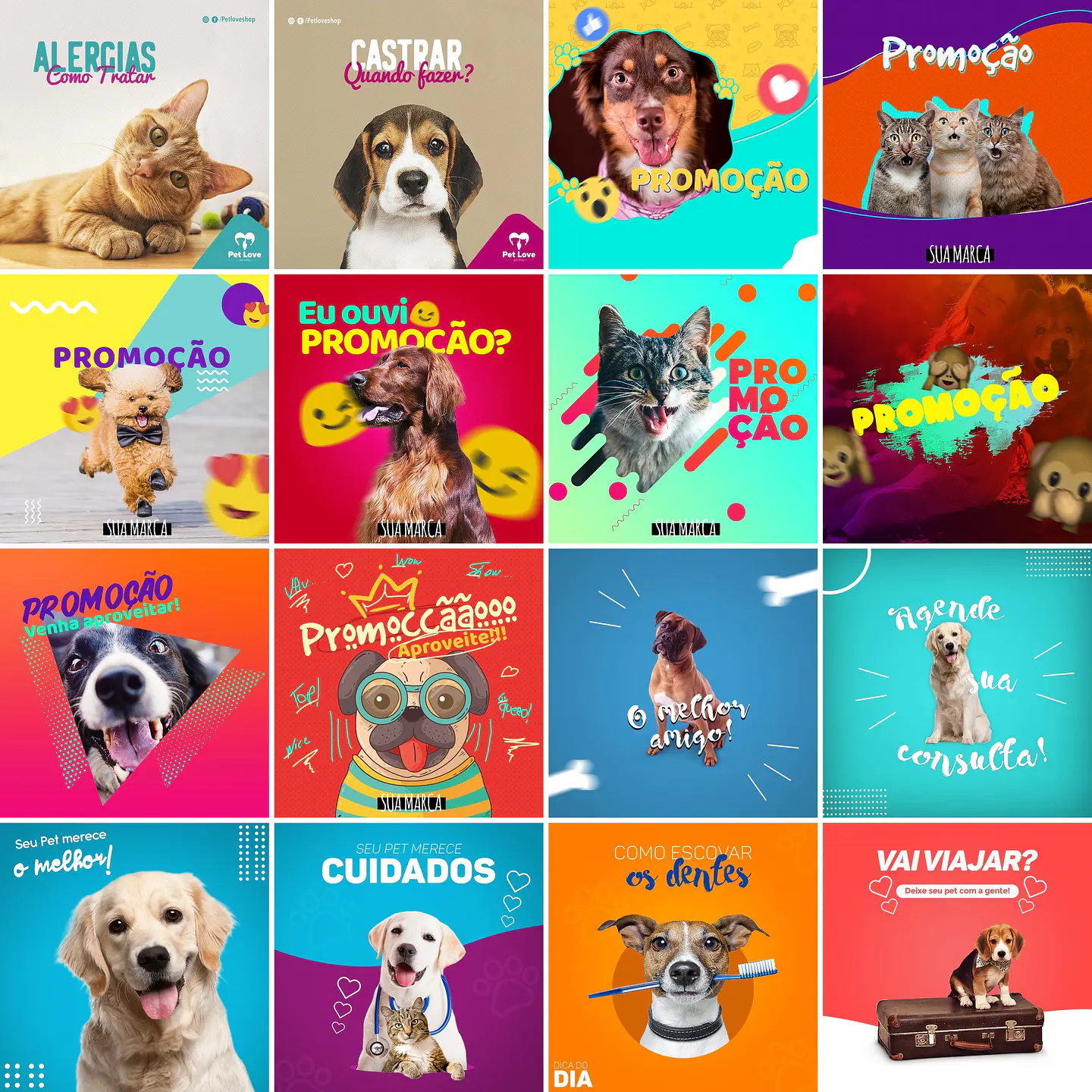 80 Artes Mídias Sociais Petshop Pet Shop Editáveis Photoshop + Png 5