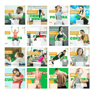 130 Artes Mídias Sociais Pilates Editáveis Photoshop + Png