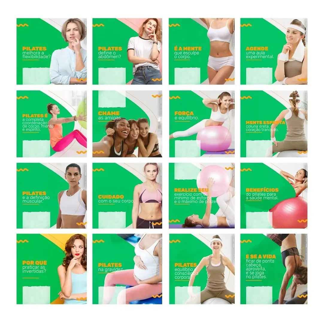130 Artes Mídias Sociais Pilates Editáveis Photoshop + Png 2