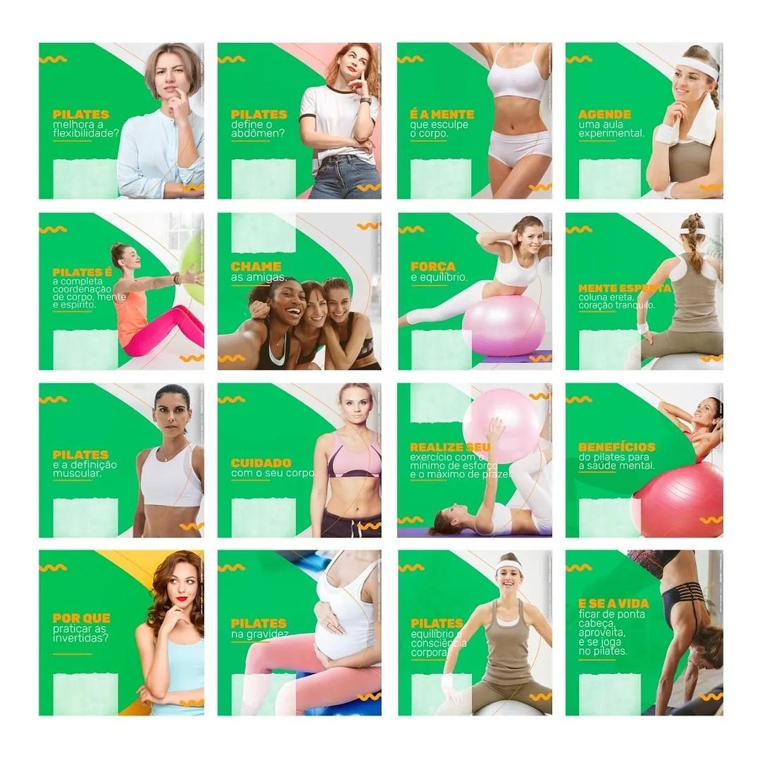 130 Artes Mídias Sociais Pilates Editáveis Photoshop + Png 2