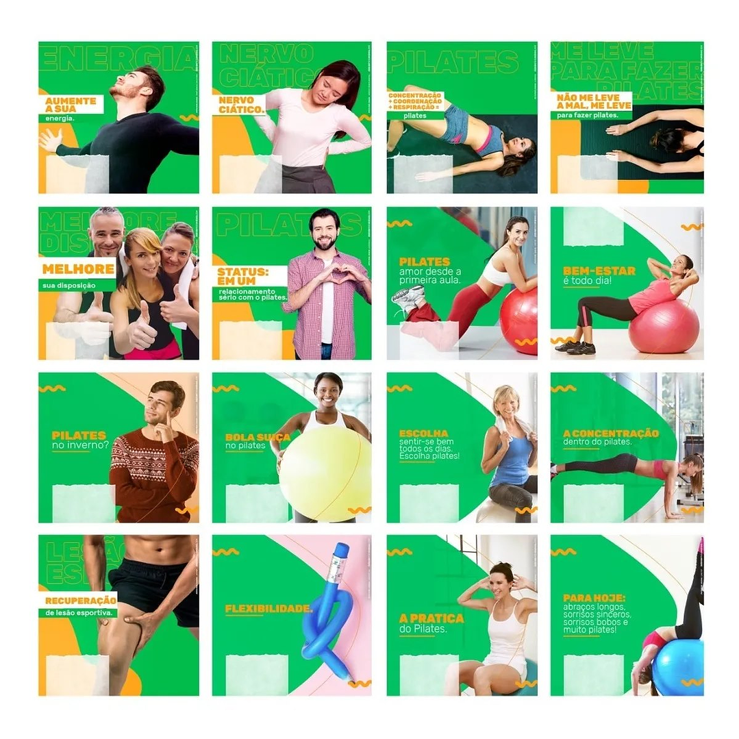 130 Artes Mídias Sociais Pilates Editáveis Photoshop + Png 3