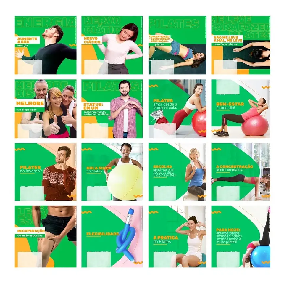 130 Artes Mídias Sociais Pilates Editáveis Photoshop + Png 3