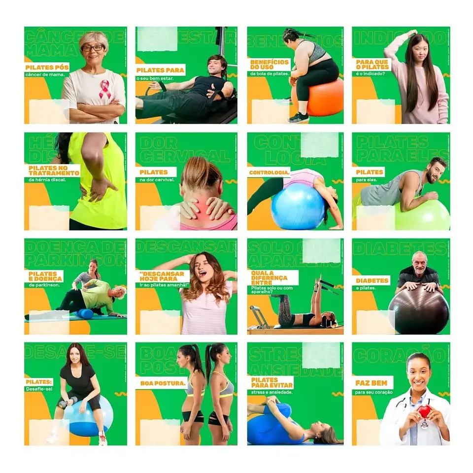130 Artes Mídias Sociais Pilates Editáveis Photoshop + Png 6