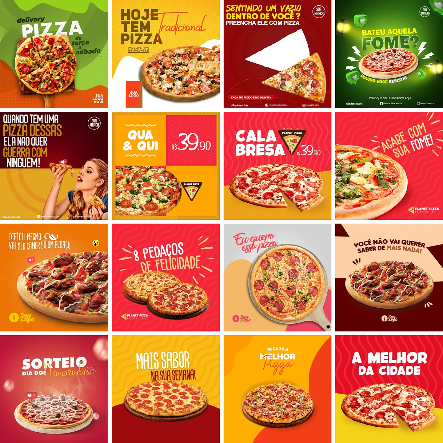 70 Artes Mídias Sociais Pizzaria Editáveis Photoshop + Png 3