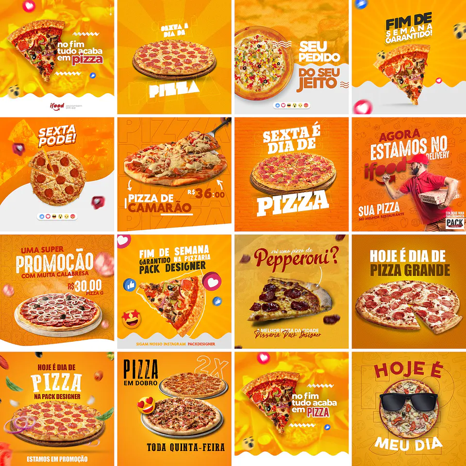 110 Artes Mídias Sociais Pizzaria Editáveis Photoshop + Png 2