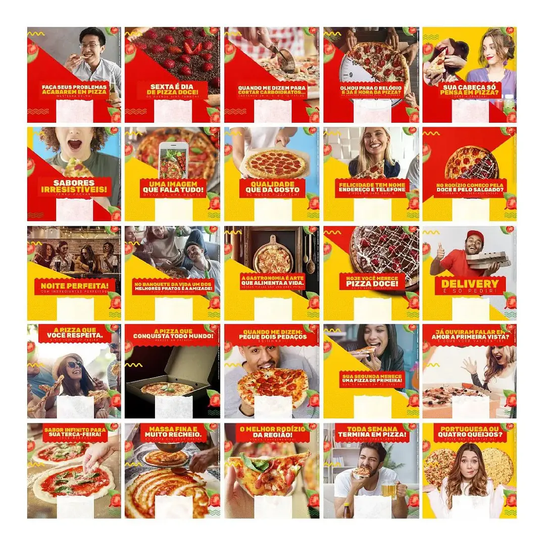 130 Artes Mídias Sociais Pizzaria Editáveis Photoshop + Png 1