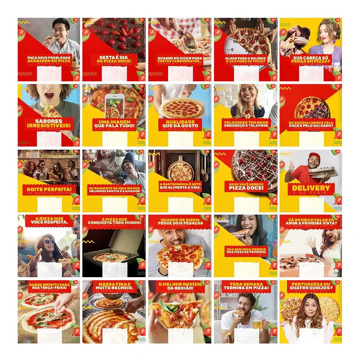 130 Artes Mídias Sociais Pizzaria Editáveis Photoshop + Png 1