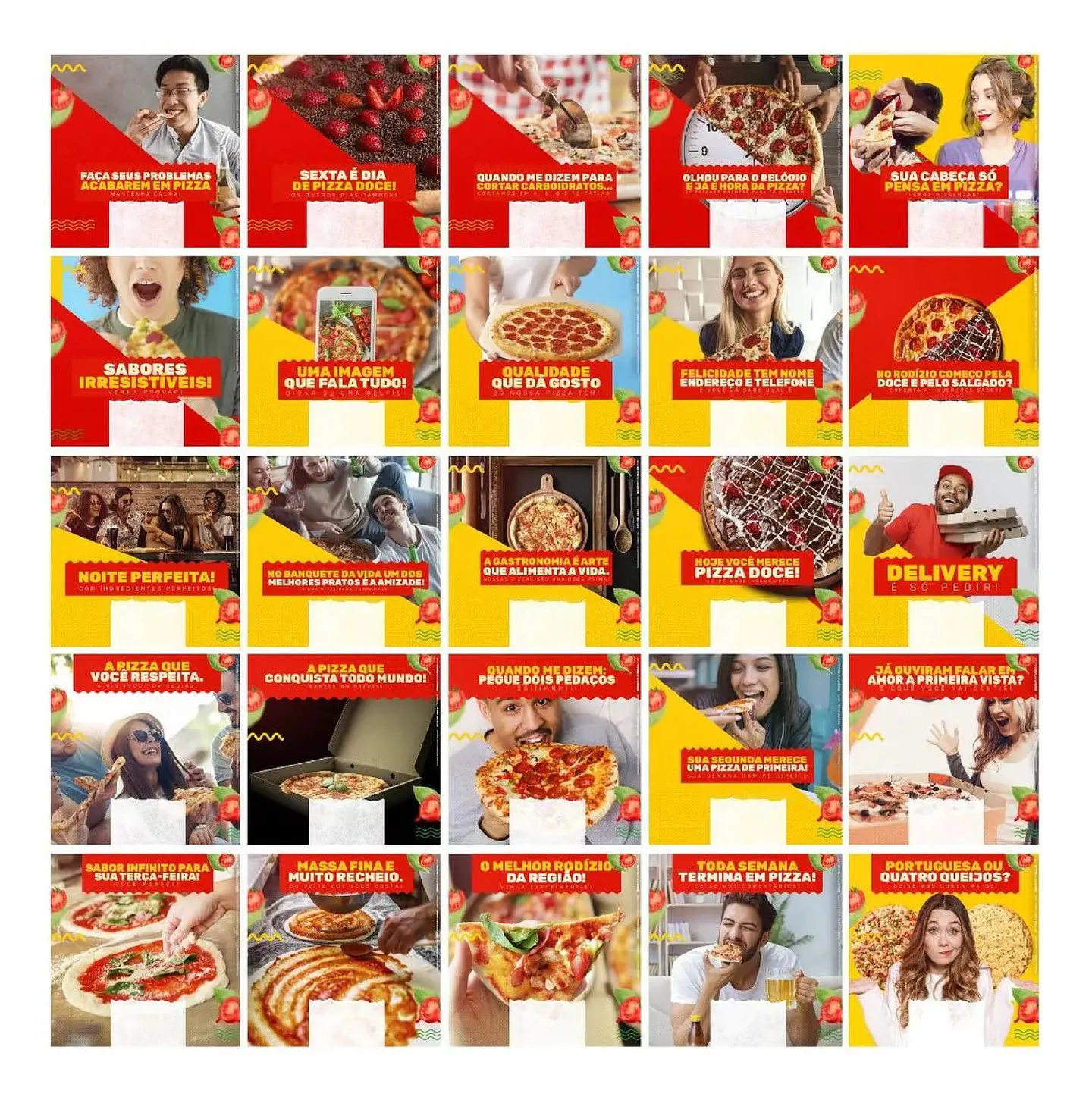 130 Artes Mídias Sociais Pizzaria Editáveis Photoshop + Png 1