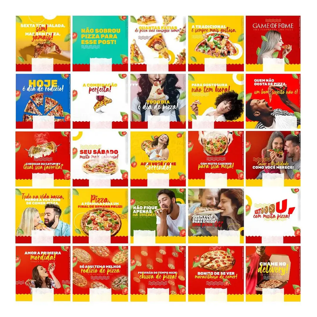 130 Artes Mídias Sociais Pizzaria Editáveis Photoshop + Png 3