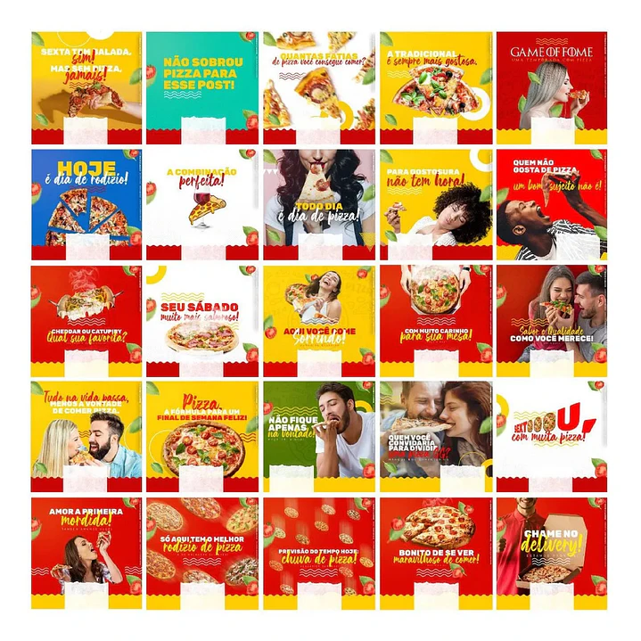 130 Artes Mídias Sociais Pizzaria Editáveis Photoshop + Png 3
