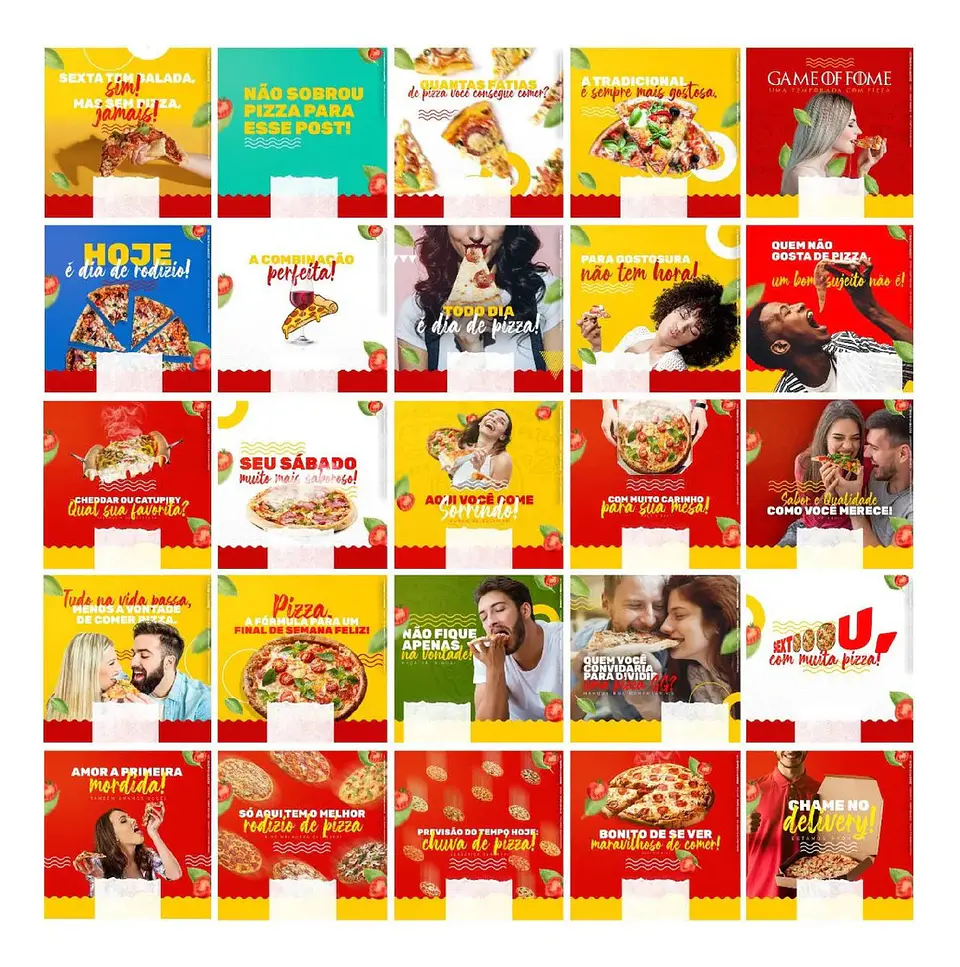 130 Artes Mídias Sociais Pizzaria Editáveis Photoshop + Png 3