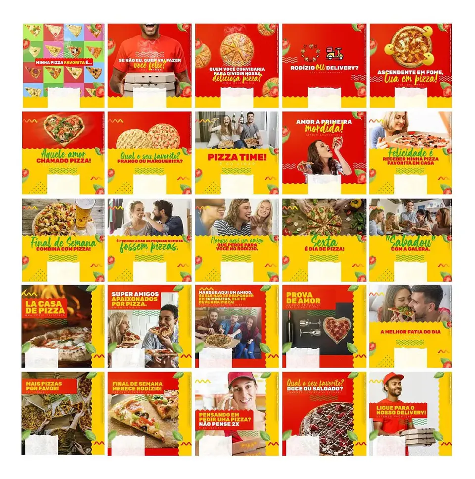 130 Artes Mídias Sociais Pizzaria Editáveis Photoshop + Png 4