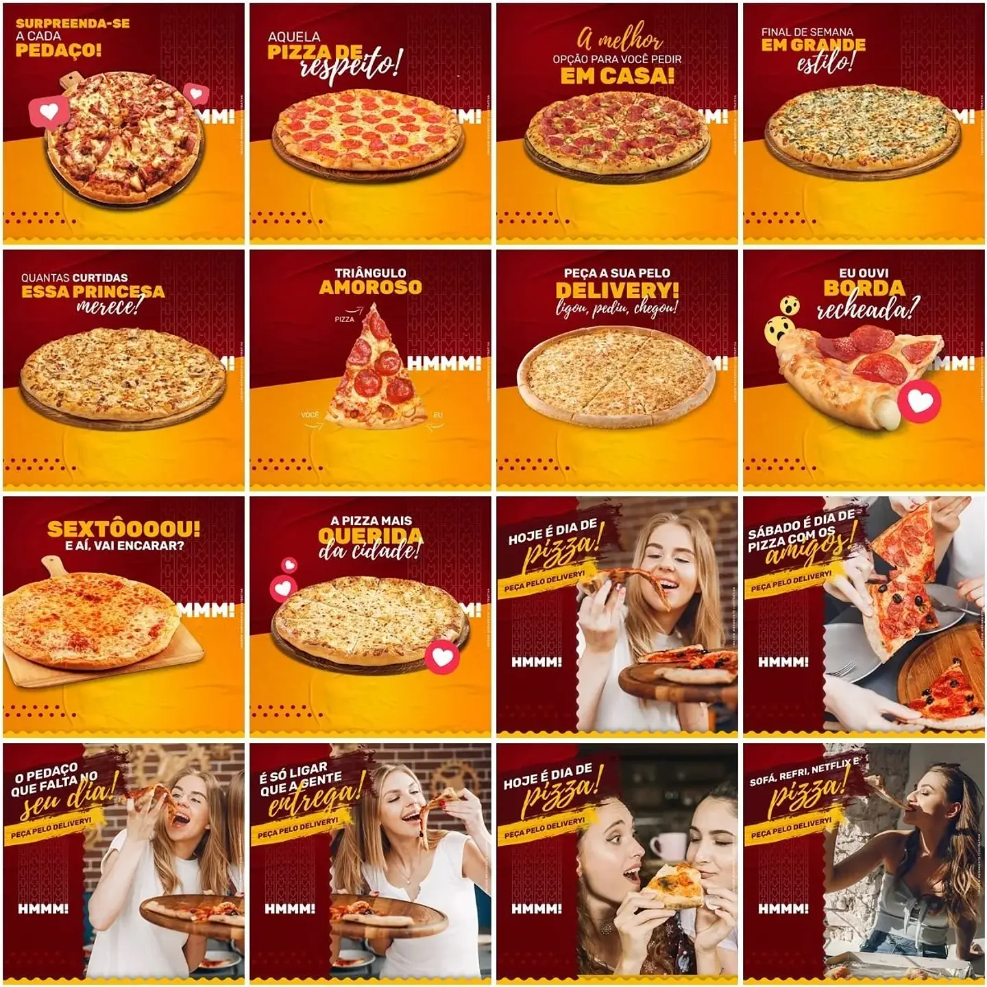 50 Artes Mídias Sociais Pizzaria 2.0 Editáveis Photoshop + Png 1
