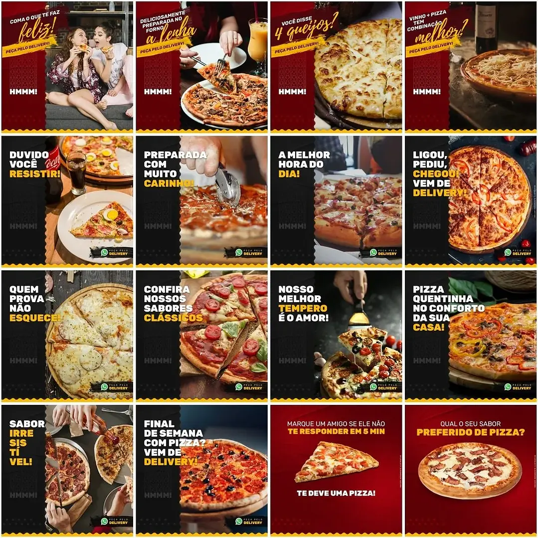 50 Artes Mídias Sociais Pizzaria 2.0 Editáveis Photoshop + Png 2