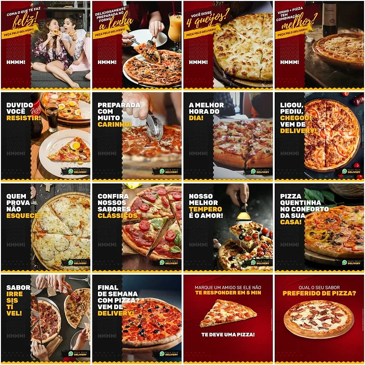 50 Artes Mídias Sociais Pizzaria 2.0 Editáveis Photoshop + Png 2