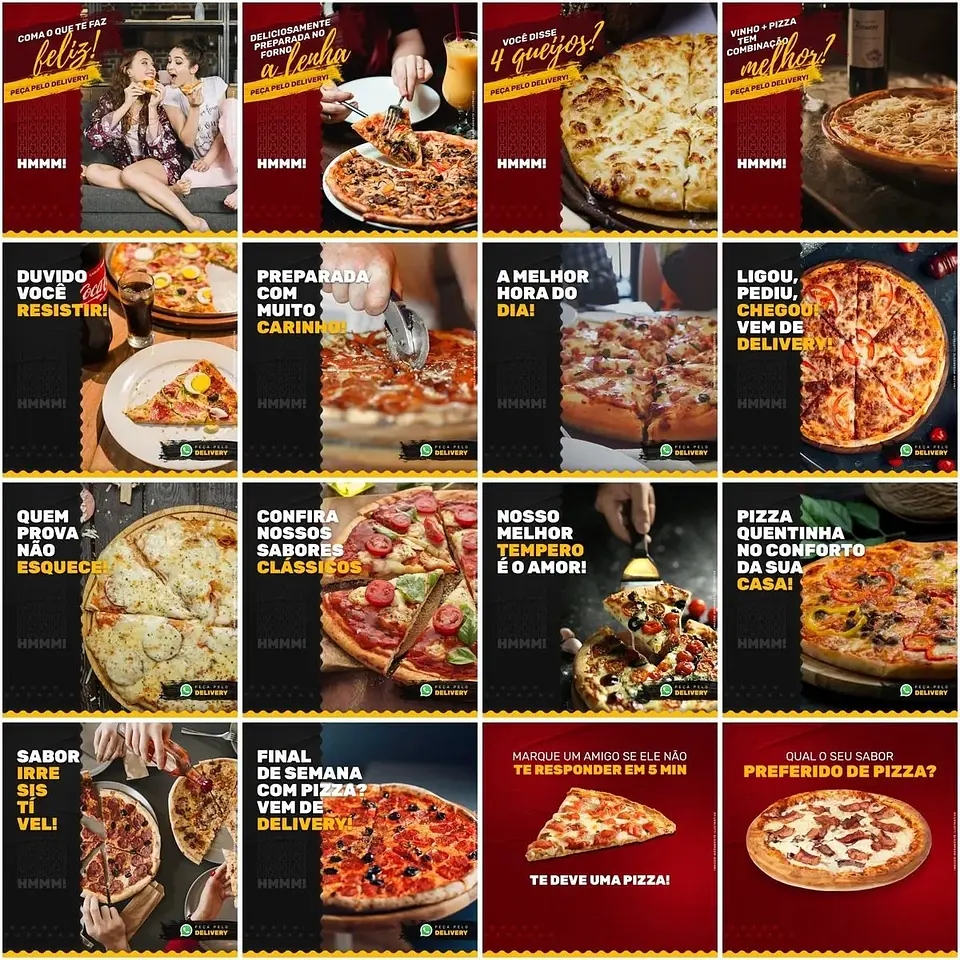 50 Artes Mídias Sociais Pizzaria 2.0 Editáveis Photoshop + Png 2