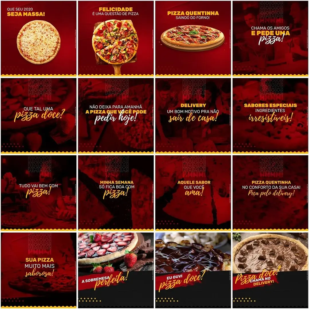 50 Artes Mídias Sociais Pizzaria 2.0 Editáveis Photoshop + Png 3