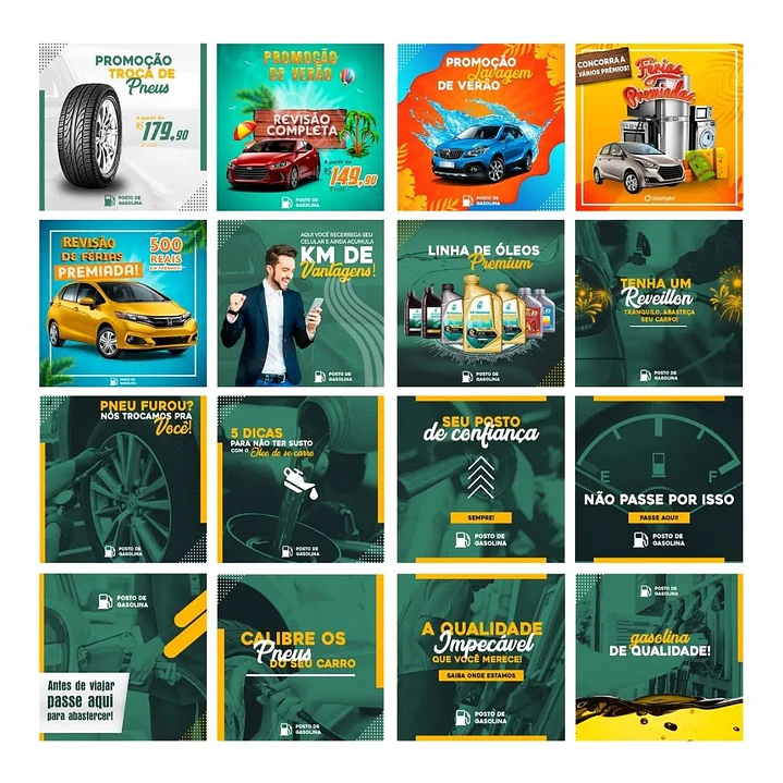 50 Artes Mídias Sociais Posto de Gasolina Editáveis Photoshop + Png 1