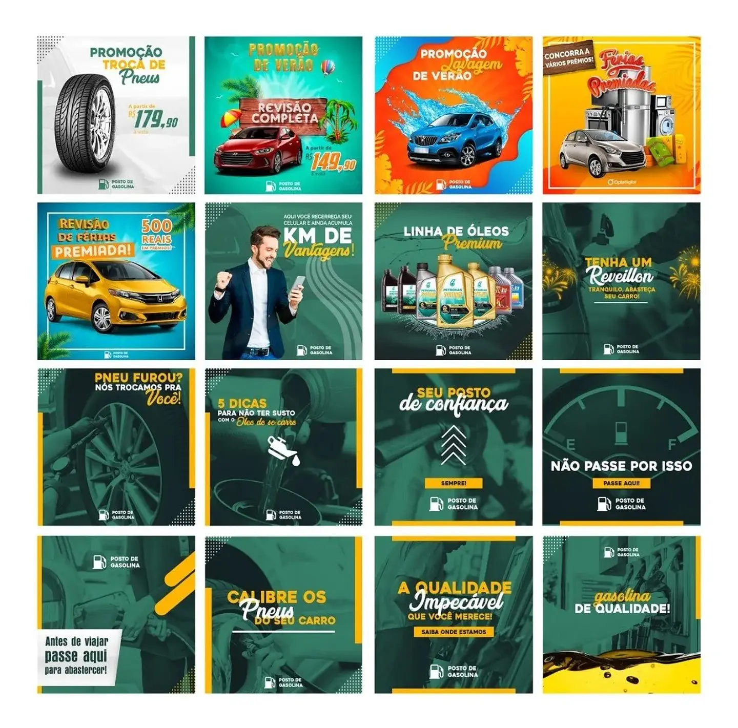 50 Artes Mídias Sociais Posto de Gasolina Editáveis Photoshop + Png 1
